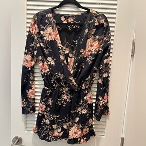Honey Punch Floral Black and Pink Romper